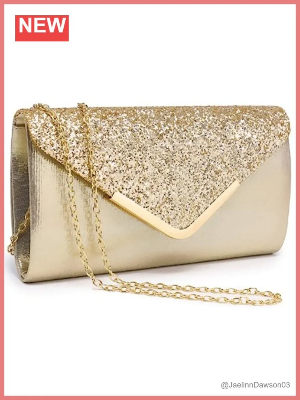Women's Glitter Satin Evening Clutch Purse with Chain Strap Wedding Prom Party